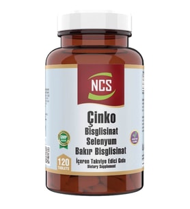 Çinko Zinc Bisglisinat 120 Tablet Selenyum Bakır Bisglisinat