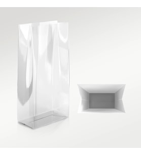 Omeyva Kare Tabanlı Şeffaf Torba Poşet - 7,5 x 5 x 21 Cm. - 25 Adet