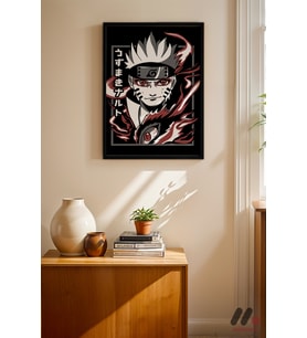 Naruto Kurama Modu Poster, Siyah Çerçeveli Duvar Tablosu - Anime Severlere Özel Hediye