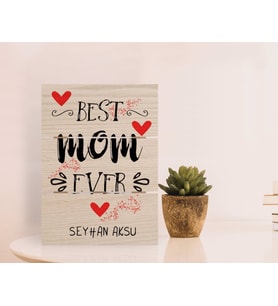 BK Gift Kişiye Özel En İyi Anne Tasarımlı Otantik Masaüstü Ahşap Palet Çerçeve-3 (Beyaz)