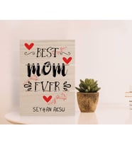 BK Gift Kişiye Özel En İyi Anne Tasarımlı Otantik Masaüstü Ahşap Palet Çerçeve-3 (Beyaz)