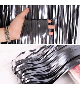 Metalize arka fon perde 1x2 MAT metalik SİYAH