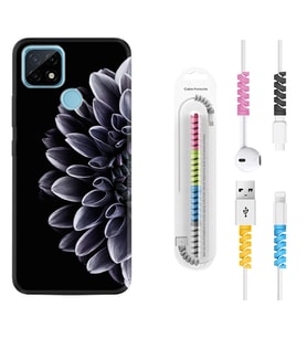 Realme C11 C21 C21Y C25Y C11 2021 Kılıf Kablo Koruma Spiral Silikon Çiçekler 1639