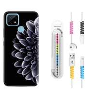 Realme C11 C21 C21Y C25Y C11 2021 Kılıf Kablo Koruma Spiral Silikon Çiçekler 1639