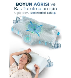 NOX ICE Serinletici Kılıflı Visco Soğuk Boyun Destekli Ortopedik Visco Yastık 64x38x12,5 cm
