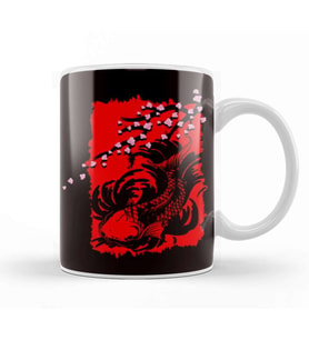 Japan Sakura Fish Cherry Blossom Tree Japanese Art Nature Kupa Bardak Porselen