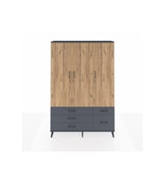 Arges Dolap 5 Raflı 5 Çekmeceli Tek Askılı 132x30x195 Antrasit-Çam/Antrasit
