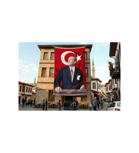 İstikbal GöklerdedirAtatürk ve Türk Bayrağı Poster Bayrak Premium Raşel Kumaş ATA36