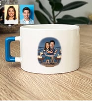 Kişiye Özel Karikatürlü Kuğular ve Aşıklar Lüks Fincan Sevgililer Günü Hediyesi