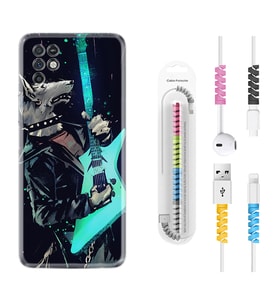 INFINIX Note 11 Pro Note 10 Hot 9 Play Kılıf Kablo Koruma Spiral Silikon Dog Guitar 1789