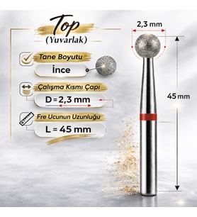 Vladmiva Elmas Freze Başlık Top – Yumuşak Sertlik (Kırmızı) 0,23 mm – adet fiyatı