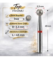 Vladmiva Elmas Freze Başlık Top – Yumuşak Sertlik (Kırmızı) 0,23 mm – adet fiyatı