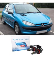 Peugeot 206 Led Xenon Uzun + Kısa Far Ampulü H4 Ultimate 9500 Lumens Yeni Seri Beyaz 1998-2003