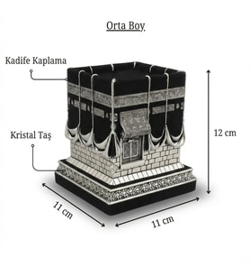 Kadife Kaplamalı Kristal Taşlı Gümüş Renk Kabe Polyester Biblo - Orta Boy - 12x11 cm