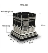 Kadife Kaplamalı Kristal Taşlı Gümüş Renk Kabe Polyester Biblo - Orta Boy - 12x11 cm