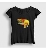 Presmono Kadın Siyah Fire Metallica T-Shirt 291852tt