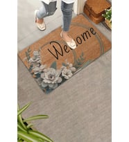 Valerine Life Beyaz Su Zambağı Welcome Kapı Önü Paspası 45x70cm (Kahverengi)