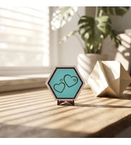 Modern Görünümlü İkili Kalp Masaüstü Süsü Yaşam Alanlarınıza Pozitif Enerji Katan Özel Dekoratif Parça 10x10 cm, Turkuaz