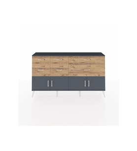 Arges Konsol Tek Raflı 6 Çekmeceli 4 Kapaklı 176x30x99 Antrasit-Antrasit/Çam
