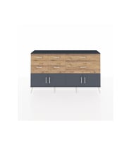 Arges Konsol Tek Raflı 6 Çekmeceli 4 Kapaklı 176x30x99 Antrasit-Antrasit/Çam