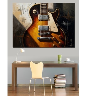 Klasik Elektro Gitar Yakın Çekim Dekoratif Kanvas - Mdf Ahşap Tablo