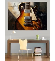 Klasik Elektro Gitar Yakın Çekim Dekoratif Kanvas - Mdf Ahşap Tablo