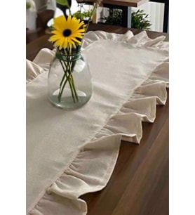 Fırfırlı Keten Runner 40x110 - Dekoratif Runner 
