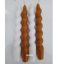 qosrix 4'lü Beyaz Hardal Sarısı Italyan Burgulu Şamdan Soya Mumu Doğal Kokulu Uzun Çubuk Konik Burgu Spiral Mum