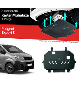 Peugeot Expert Çelik Karter Muhafaza Koruma 2016 2017 2018 2019 2020 2021 2022 2023 2024