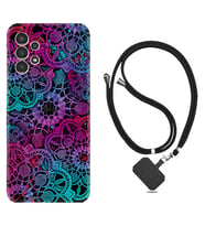 Samsung Galaxy M14 Kılıf Silikon Boyun Askılı İpli Desenli Silikon Colurful Mandala 1667