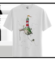 Floating Lighthouse - %100 Pamuklu Kadın Beyaz Tişört - Premium Quality (Siyah - Beyaz)