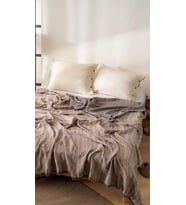 Boho Çizgili Yatak Örtüsü 4 Katlı Müslin%100 Pamuk Yumuşak Lüks Yazlık Pike Çift Kişilik Battal Boy 240x260 cm (Gri)