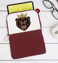 BK Gift Ayı Tasarımlı Taşınabilir Koruyucu Tablet Kılıfı & Organizer Çanta - Bordo-1