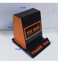 Miraj Reklam Tip Box Bahşiş Kutusu, Sadaka Kutusu ve Kumbara Turuncu Pleksi İngilizce