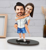 Sevgililer Gününe Özel Sarılan Çift Tasarımlı Kişiye Özel Karikatür Biblo