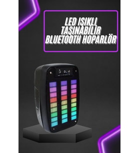 Mey İthalat® Taşınabilir 6.5 Inç Led Bluetooth Kareoke Hoparlör Rgb Işıklı Radyolu