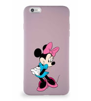 Apple iPhone 6 Plus Soft Premier Kapak Minnie Mouse-F Tasarımlı Silikon Kılıf - Pudra (Şeffaf)