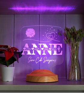 Anneler Günü Hediyesi Led Lamba, Anneye İsimli Hediye, Kayınvalideye Kişiye Özel Hediye