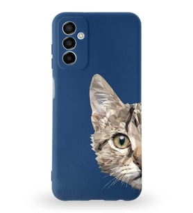 Samsung Galaxy M13 Uyumlu Lansman Kılıf. Altı Kapalı İçi Kadife  Catface Tasarımlı Silikon Kapak (Şeffaf)