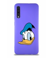 Samsung Galaxy A30S Soft Premier Kapak Donald Duck-B Tasarımlı Silikon Kılıf - Mor (Şeffaf)