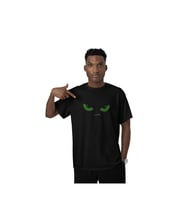 yeşil kızgın göz ön baskılı kaliteli unisex oversize T-shirt