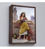 Çerçeveli The Watercarrier Eugene de Blaas Su Taşıyan Kız Tablosu (Altın)