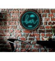 BK Gift Kişiye Özel Led Işıklı Yuvarlak Bar Tabelası, Işıklı Tabela, Bar Dekorasyonu, Duvar Dekoru, Home Bar Tabela-4
