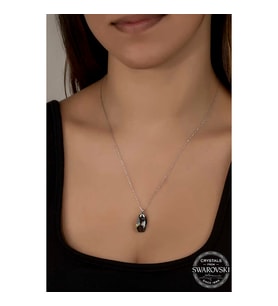Swarovski Crystal Taşlı Özel Kesim Gümüş Kadın Kolye