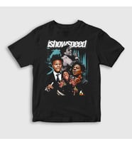 Presmono Unisex Çocuk Siyah Poster Influencer Ishowspeed T-Shirt 528852tt