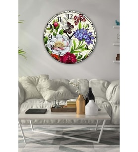 Retro Tasarımlı Duvar Saati 35x35 Cm (Baskılı)