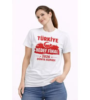 TÜRKİYE Baskılı Tişört Ay Yıldız 2026 Dünya Kupası Taraftar Forma T-Shirt - Beyaz