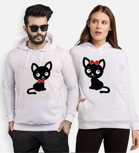 Tshirthane Tatlı Kedicik Sevgili Kombinleri Kapüşonlu Kombini (Tek Ürün Fiyatıdır.)