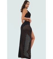 Kolsuz Kroşe Bluz Etek Takım Pamuklu Polyester Triko Yaz Plaj Modası Rahat Ve Şık
