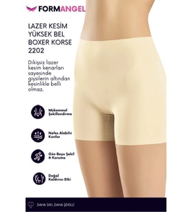 #Korse İz Göstermeyen Lazer Kesim Toparlayıcı Şekillendirici Rahat Yüksek Bel Boxer Korse - 5 Adet